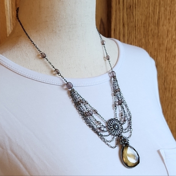 Vintage Beaded Filigree Necklace - Picture 3 of 7